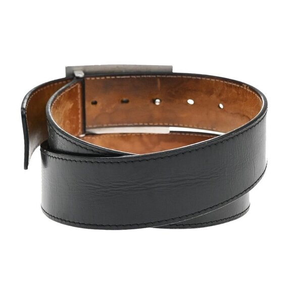 LOUIS VUITTON Logo Ceinture Jeans Belt Leather Black Silver M6812 Spain 67FB829 - Picture 3 of 16